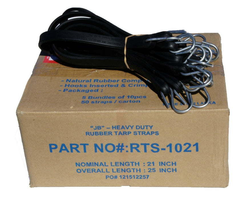 21" Rubber Tarp Straps with S-Hooks Attached
