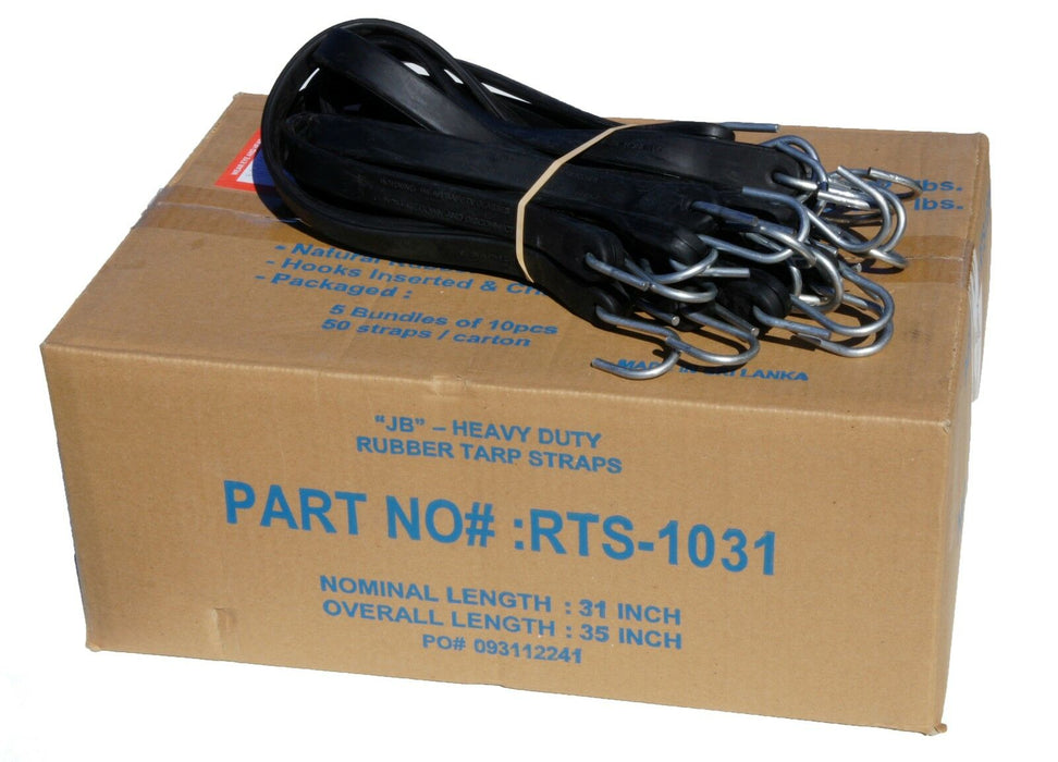 31" Rubber Tarp Straps with S-Hooks Attached